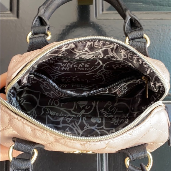Betsey Johnson blush and black satchel - Picture 9 of 14